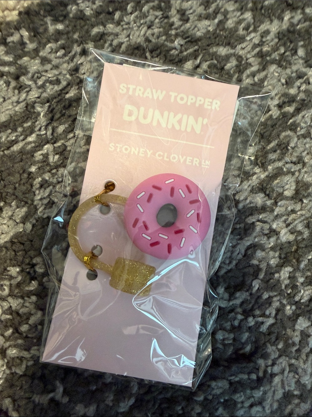 Dunkin’ Donuts x Stoney Clover sprinkle donut straw topper, NEW!